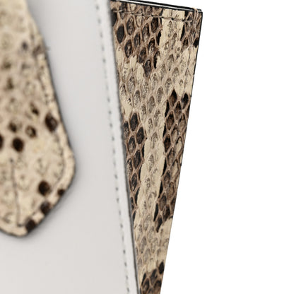 Versace Calfskin Snakeskin Mini Virtus Top Handle Shoulder Tote Optical White Natural 10 of 13