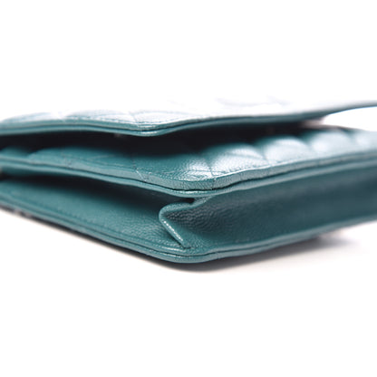 Chanel Caviar Quilted Wallet On Chain WOC Dark Turquoise 8 of 11