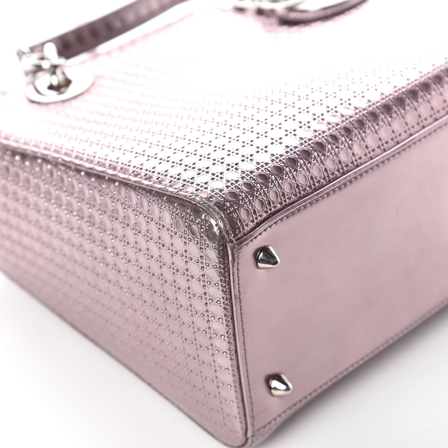 Christian Dior Metallic Patent Micro-Cannage Medium Lady Dior Pink 12 of 17