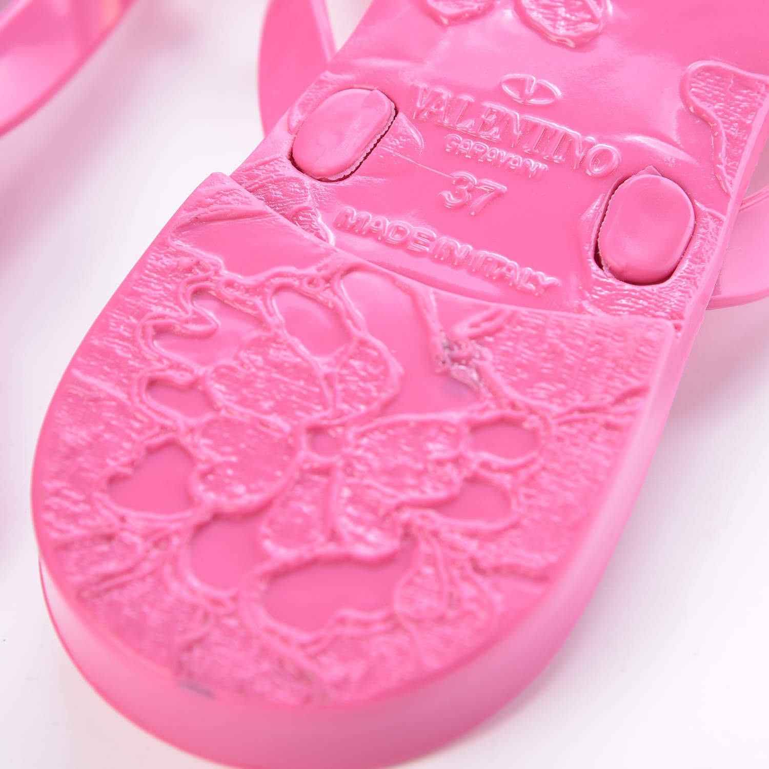 Valentino Garavani PVC Jelly Rockstud Bow Thong Sandals 37 Fuxia Fluo 8 of 10