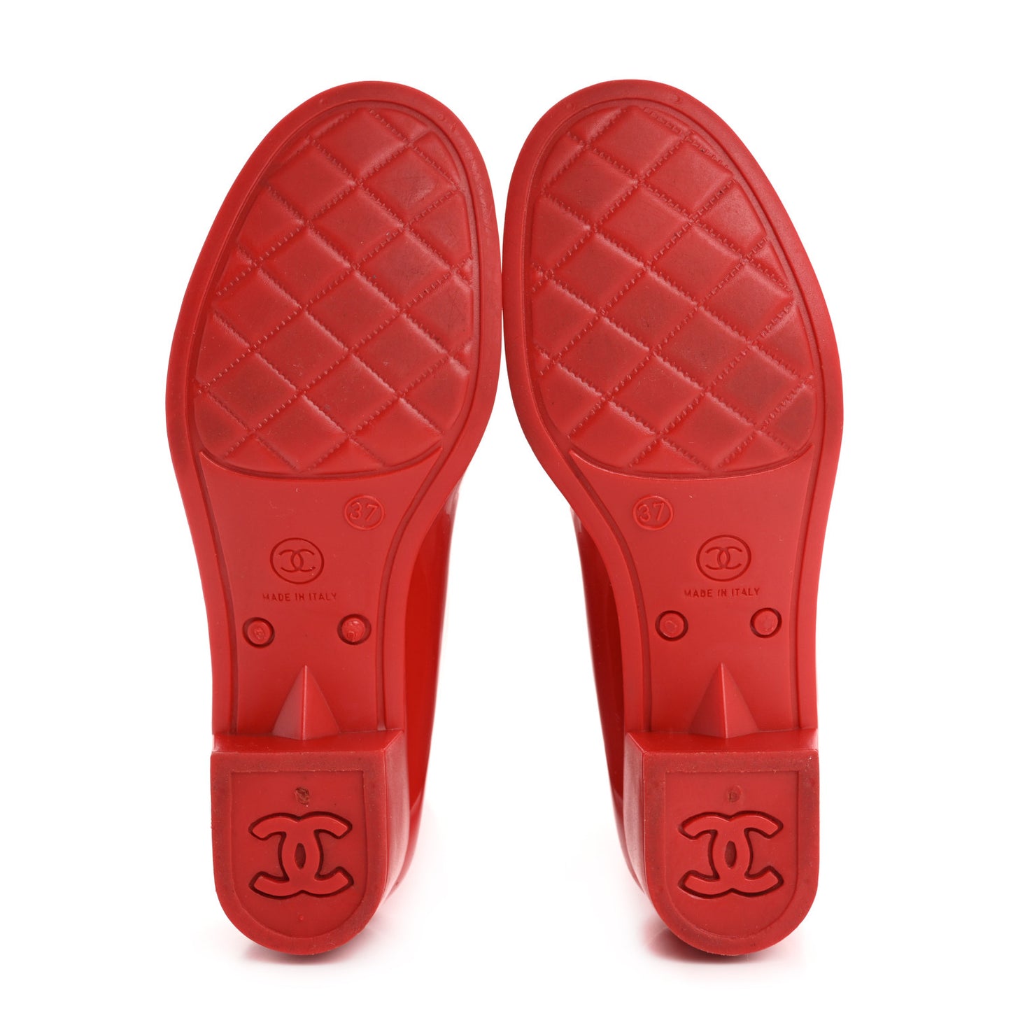 Rubber Camellia Rain Boots 37 Red