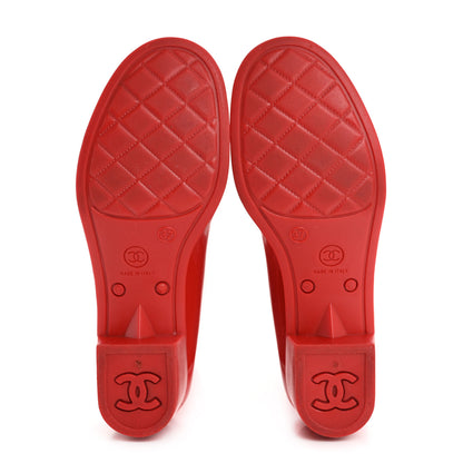 Chanel Rubber Camellia Rain Boots 37 Red 5 of 13