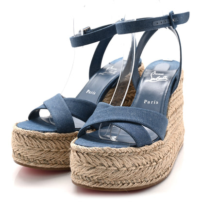 Christian Louboutin Denim Mariza Zeppa 130 Wedge Sandals 40 Blue 4 of 9