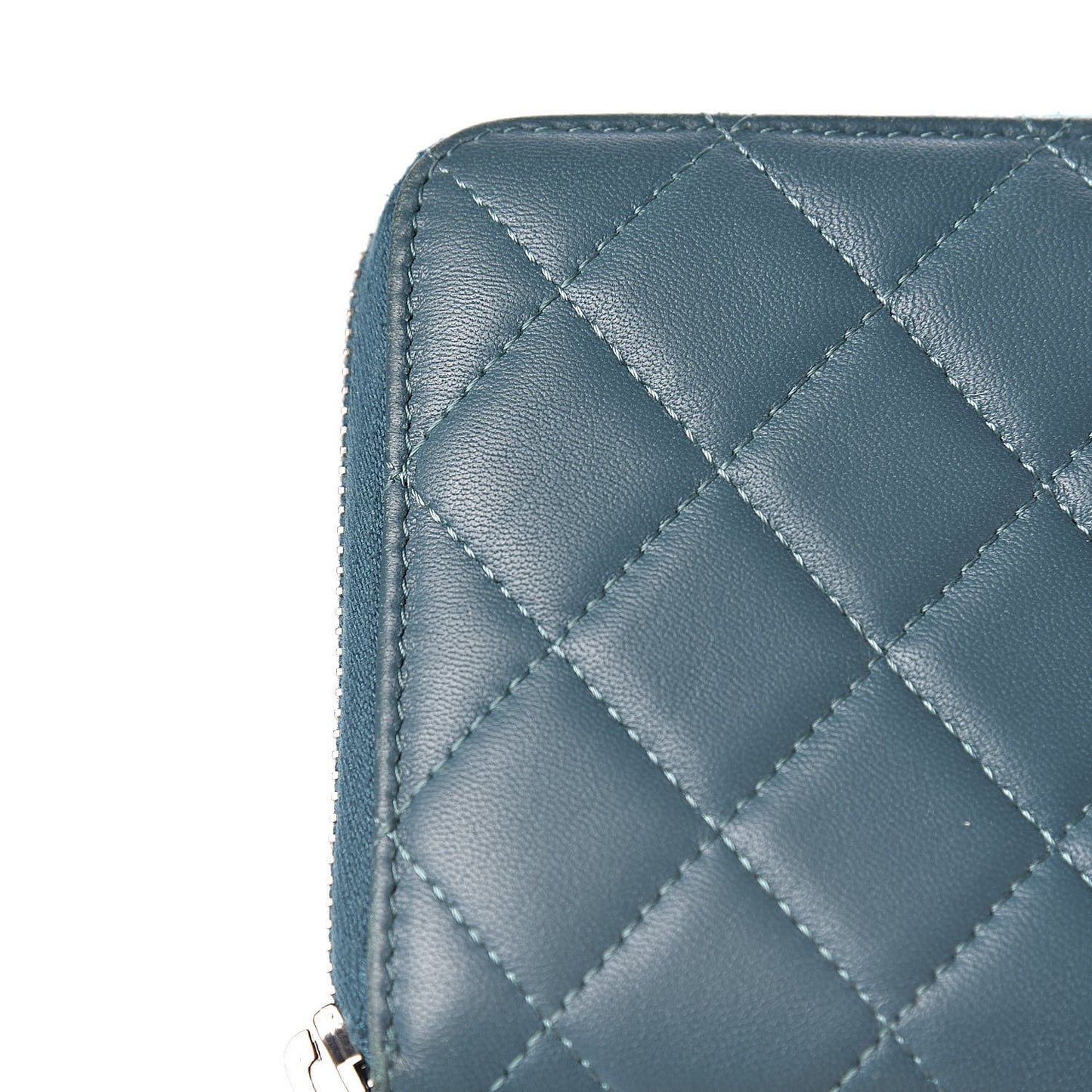 Lambskin Quilted Large Gusset Zip Around Wallet Turquoise