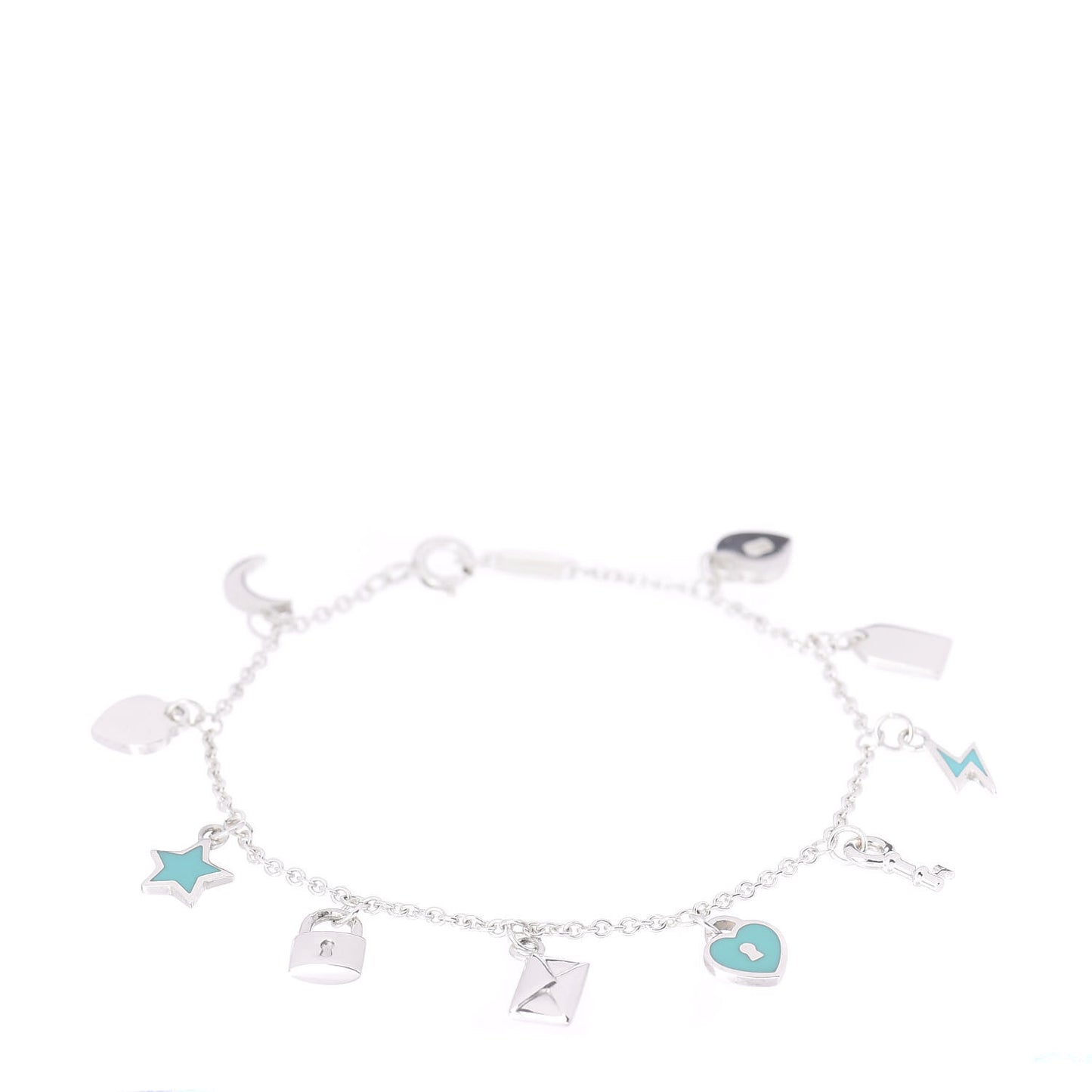 Sterling Silver Enamel Love Notes Charm Bracelet Blue