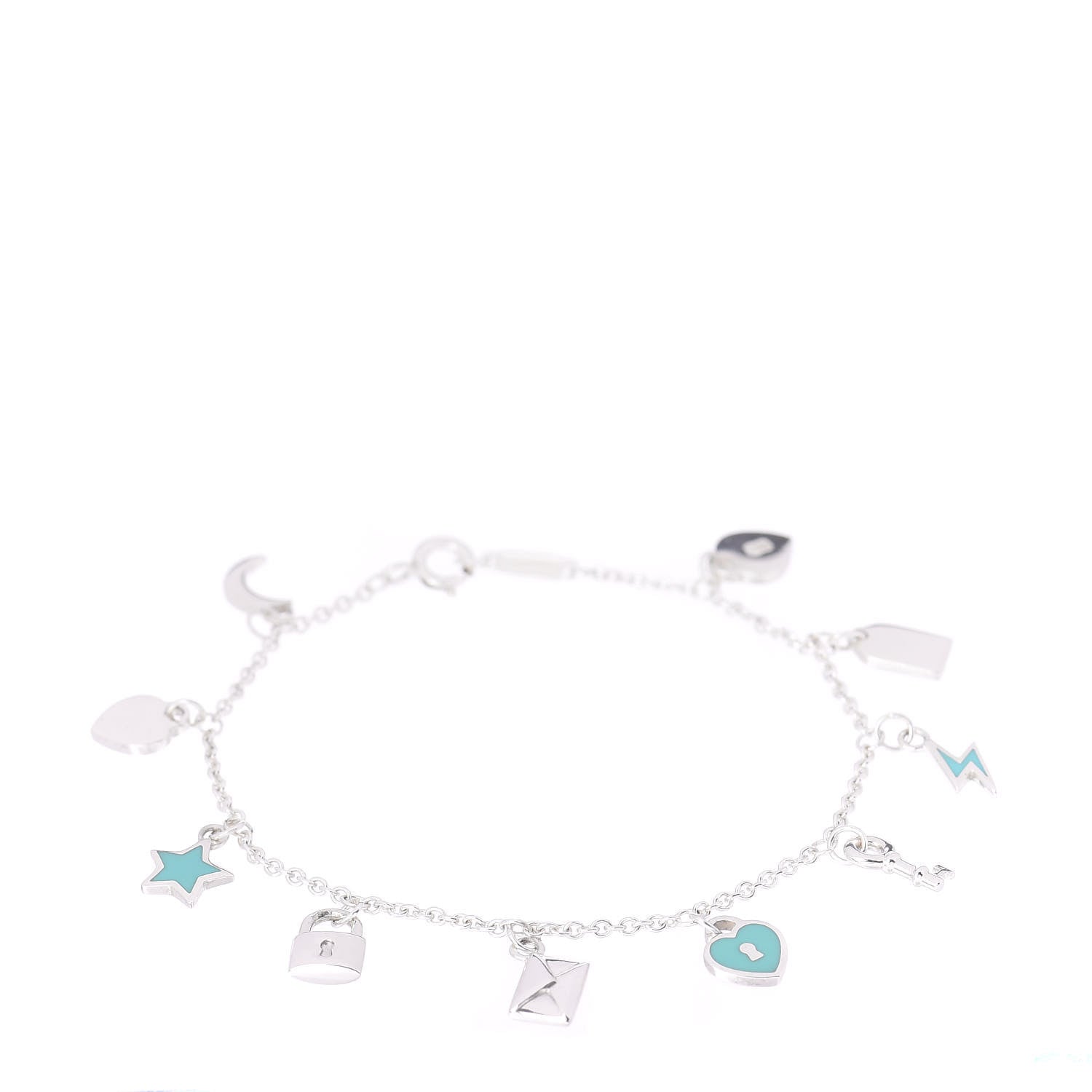 Tiffany Sterling Silver Enamel Love Notes Charm Bracelet Blue 1 of 4