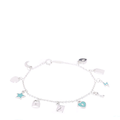 Tiffany Sterling Silver Enamel Love Notes Charm Bracelet Blue 1 of 4