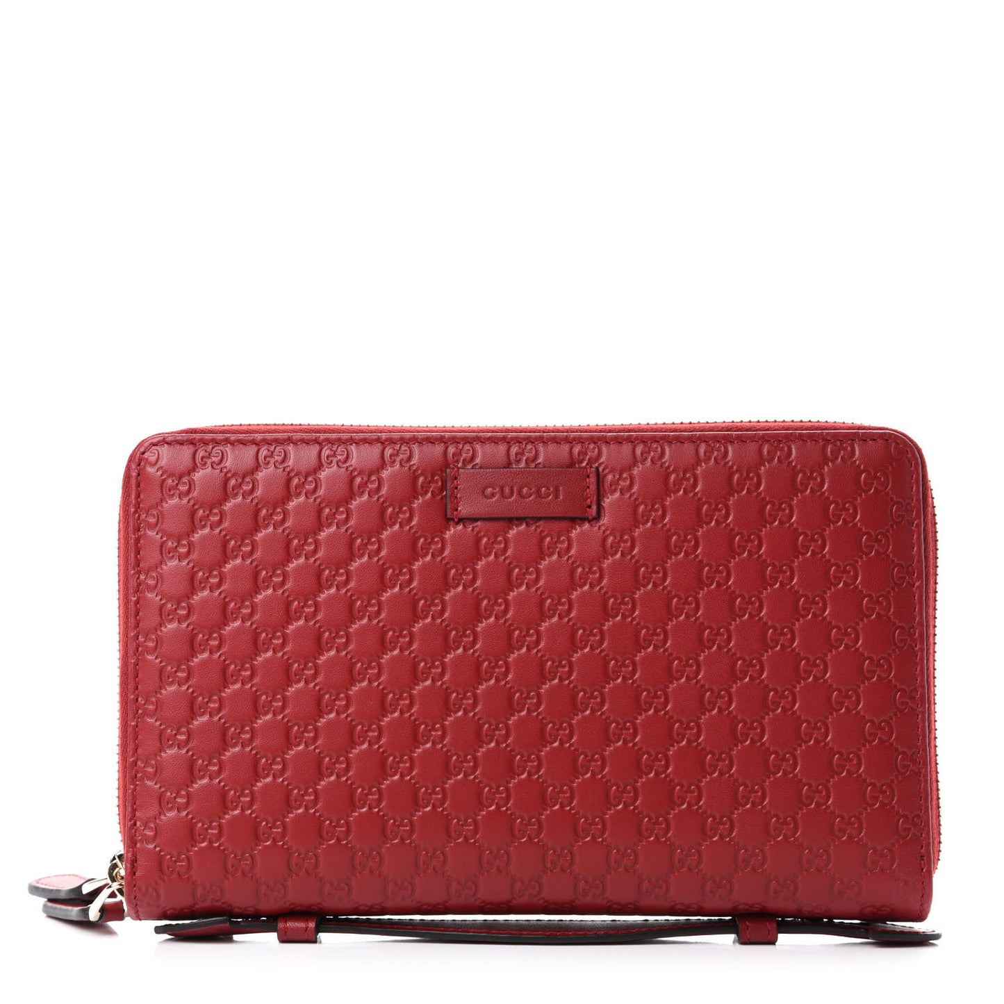Microguccissima Zip Around Top Handle Travel Wallet Red