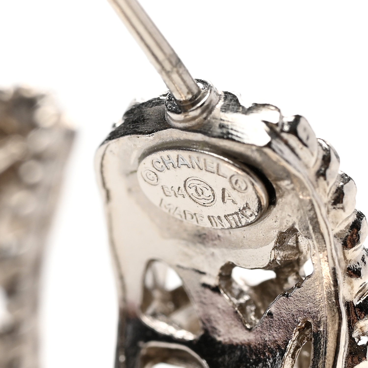 Chanel CC Camellia Hoop Earrings Silver 4 of 4