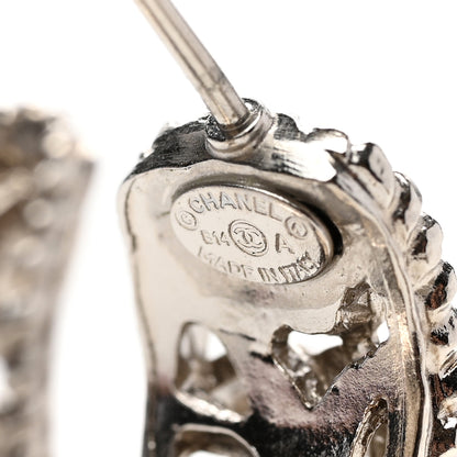Chanel CC Camellia Hoop Earrings Silver 4 of 4