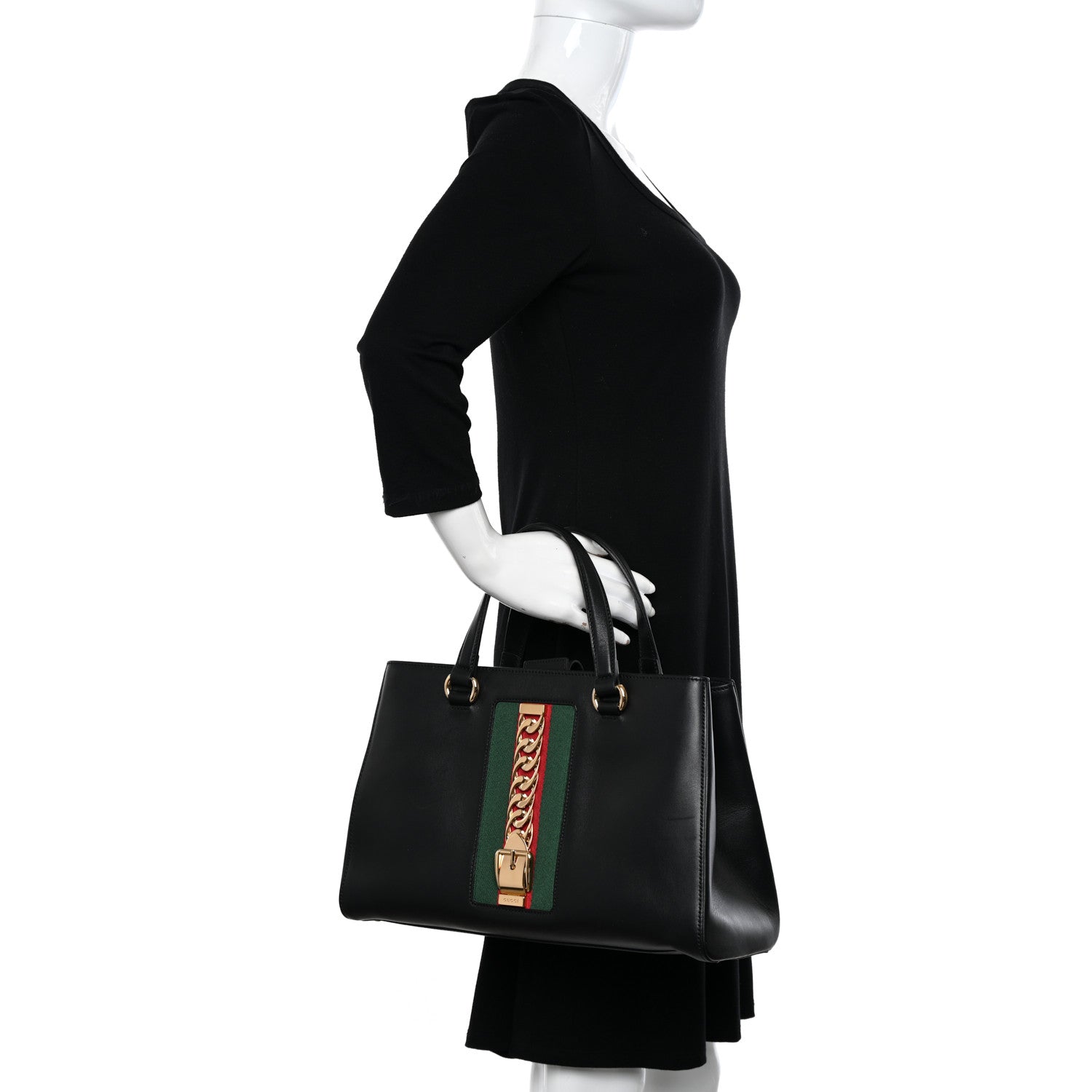 Gucci Calfskin Large Sylvie Top Handle Tote Black 2 of 10