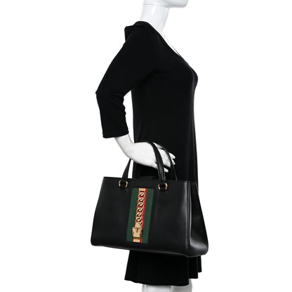 Gucci Calfskin Large Sylvie Top Handle Tote Black 2 of 10