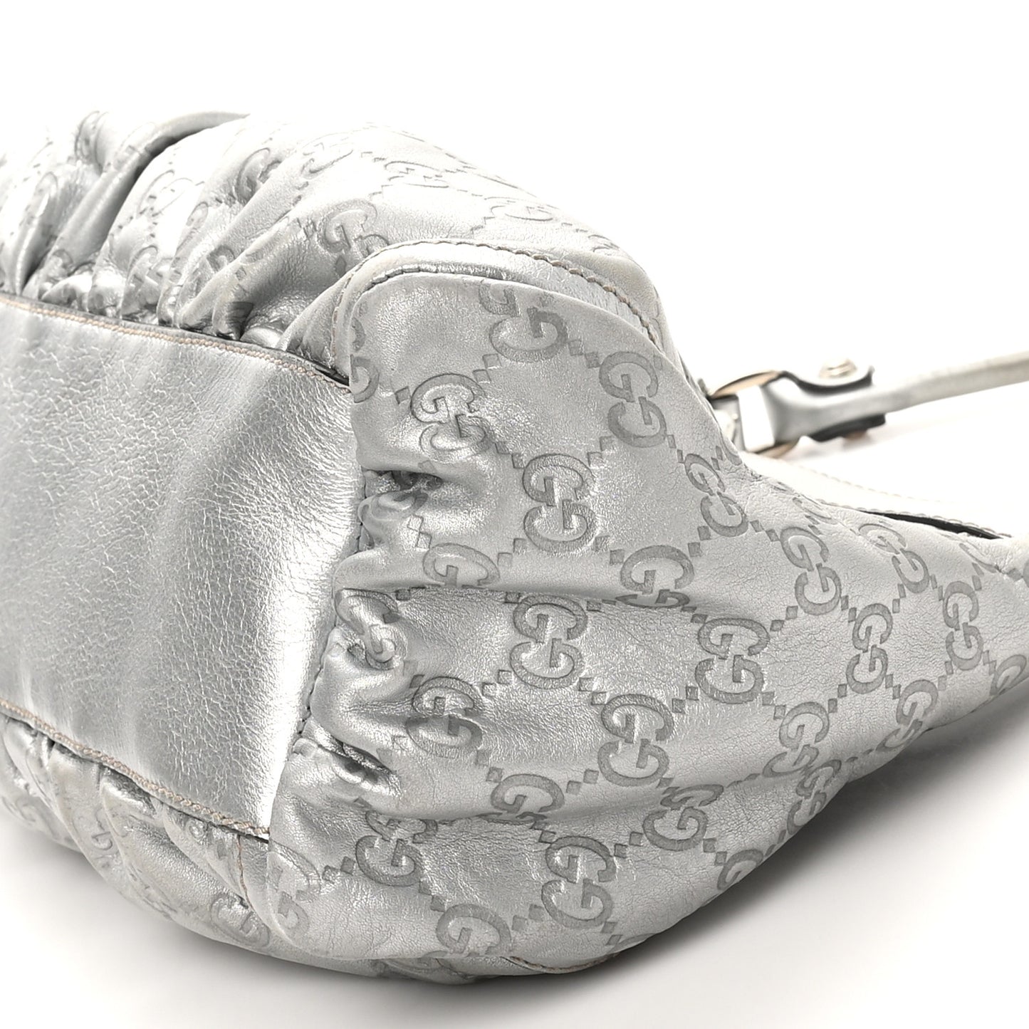 Metallic Guccissima Medium D Gold Hobo Silver
