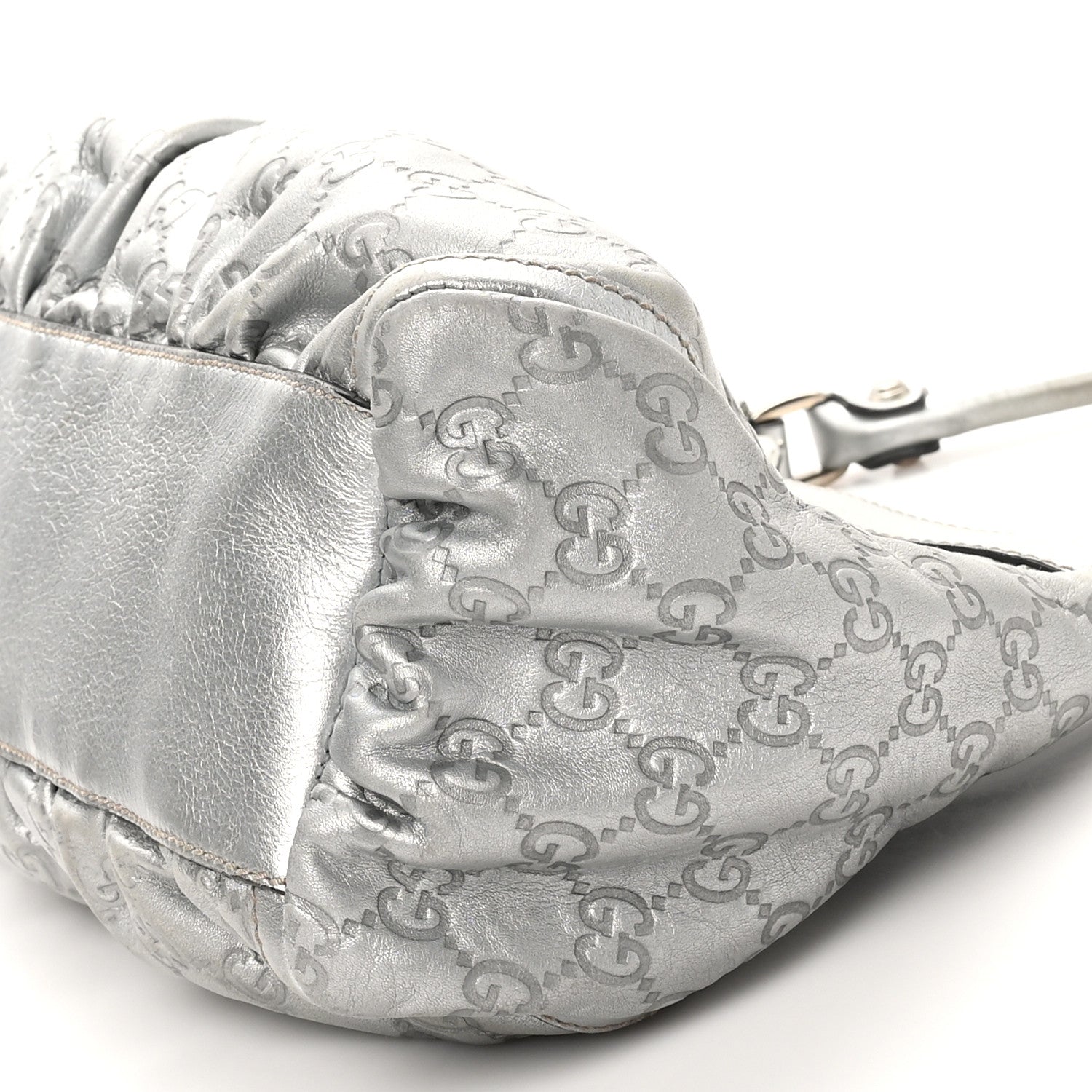 Gucci Metallic Guccissima Medium D Gold Hobo Silver 10 of 12