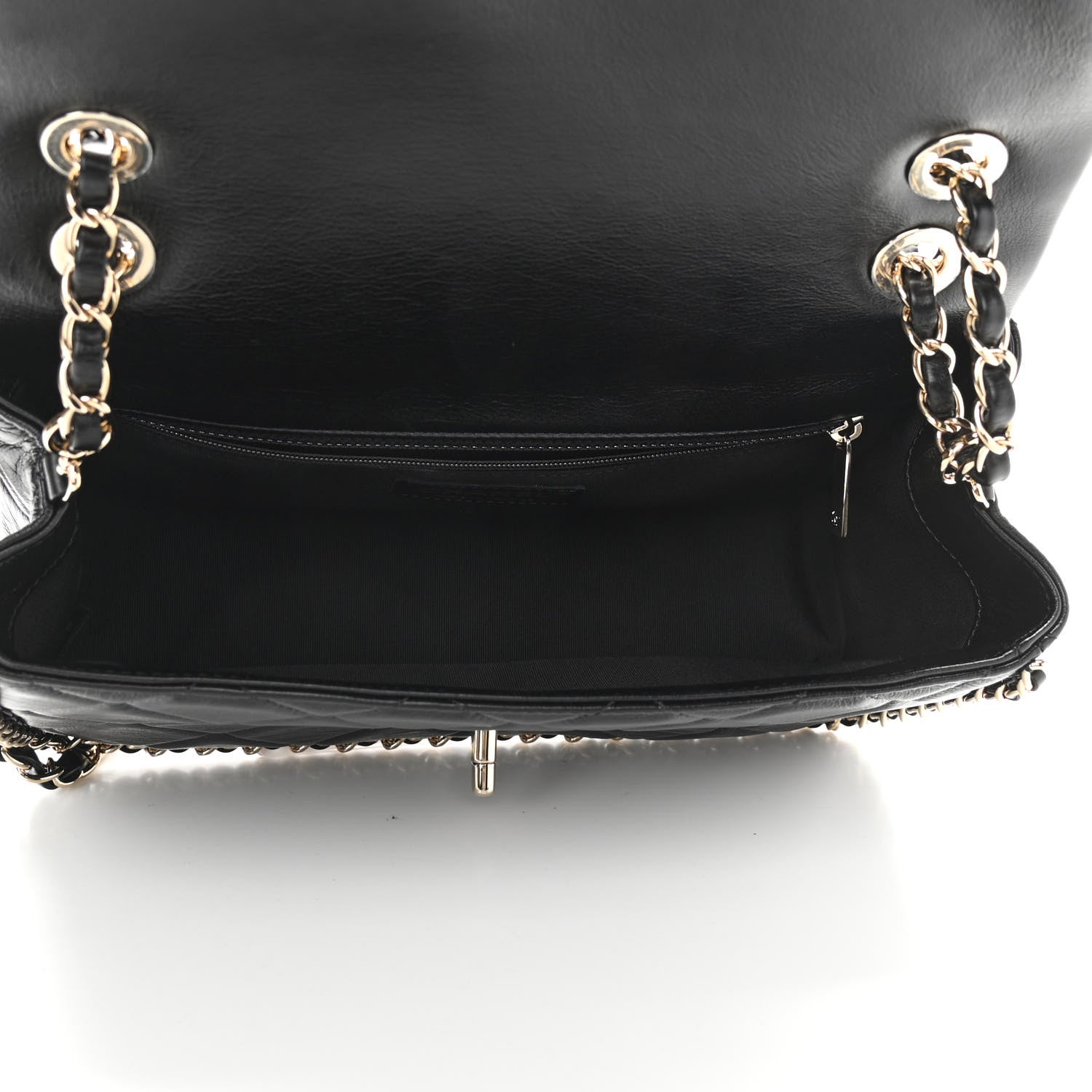 Chanel Crumpled Calfskin Medium Chain All Over Flap Black 7 of 11