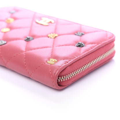 Chanel Lambskin Quilted Small Lucky Charms Zip Around Wallet Pink 7 of 12