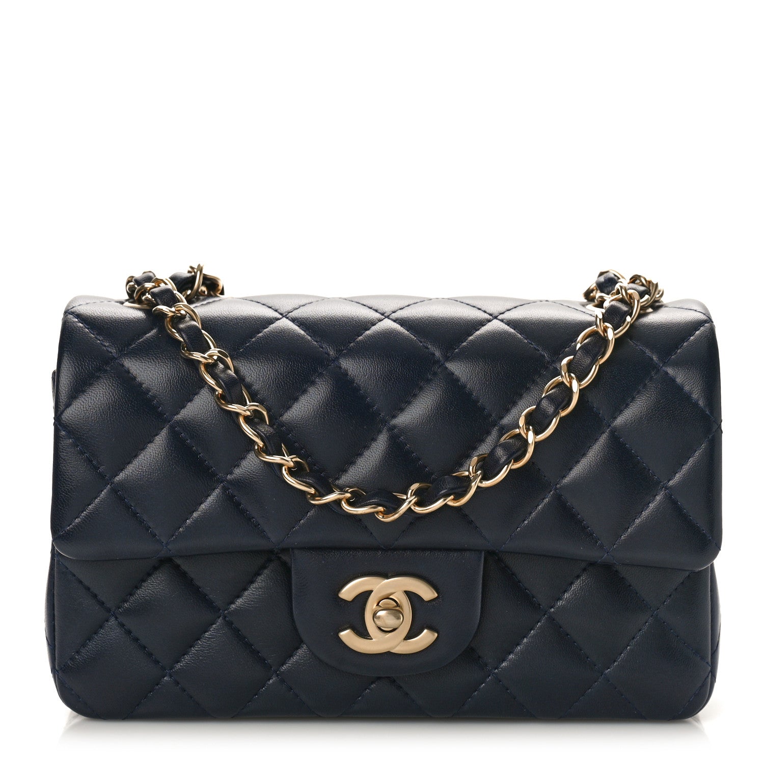 Chanel Lambskin Quilted Mini Rectangular Flap Navy 1 of 10