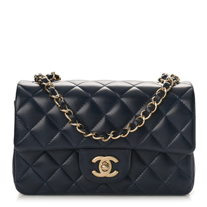 Chanel Lambskin Quilted Mini Rectangular Flap Navy 1 of 10