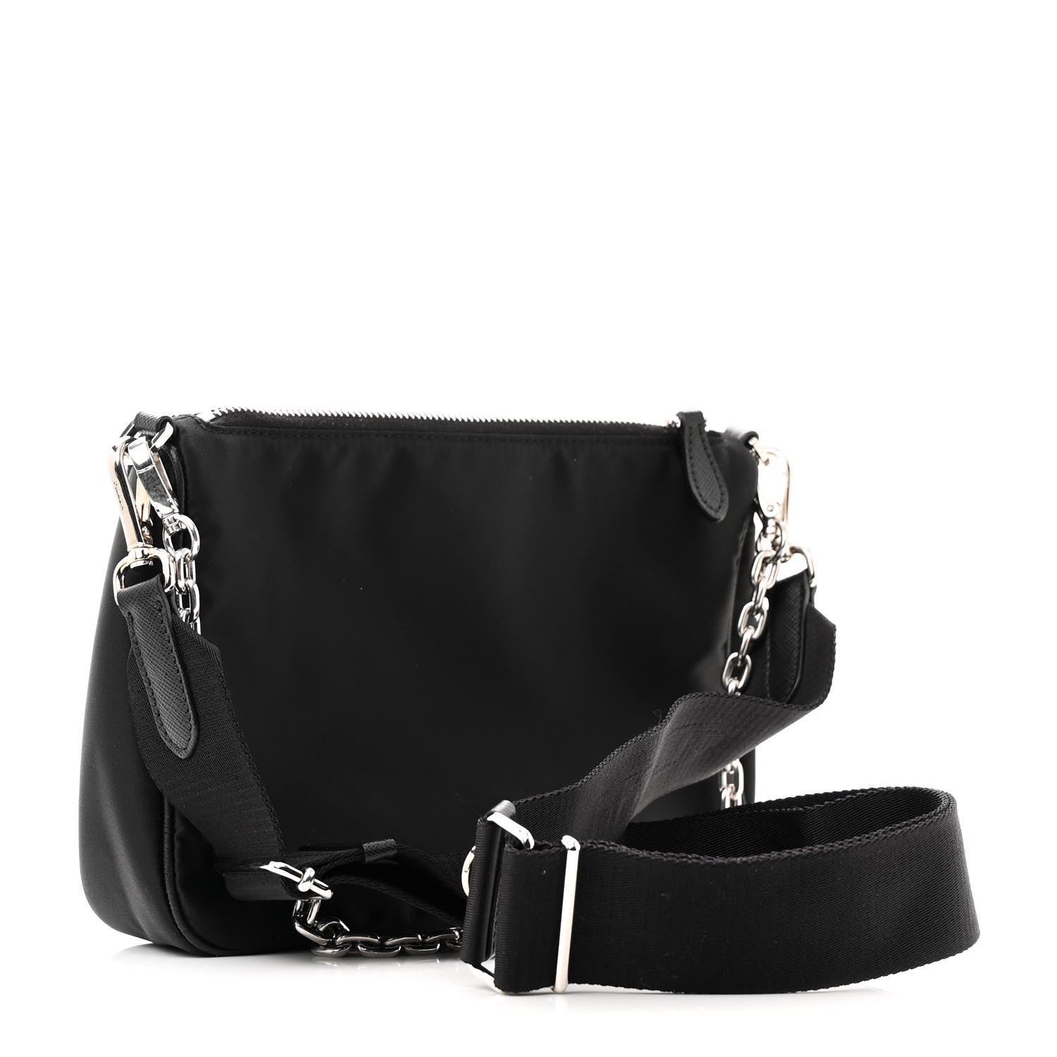 Prada Re-Nylon Saffiano Double Pouch Shoulder Bag Black 4 of 16