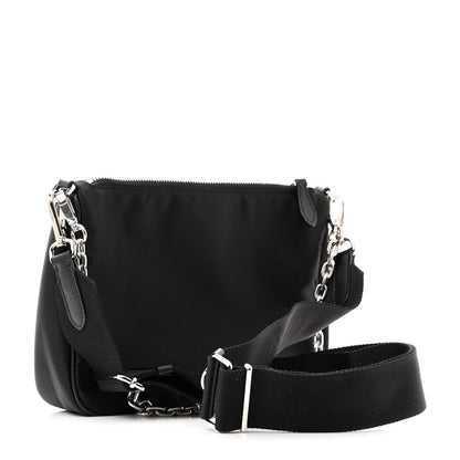Prada Re-Nylon Saffiano Double Pouch Shoulder Bag Black 4 of 16