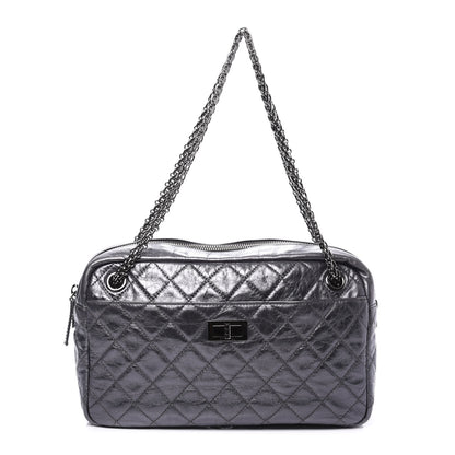 Chanel Metallic Aged Calfskin Quilted Medium Reissue Camera Case Dark Silver 1 of 9
