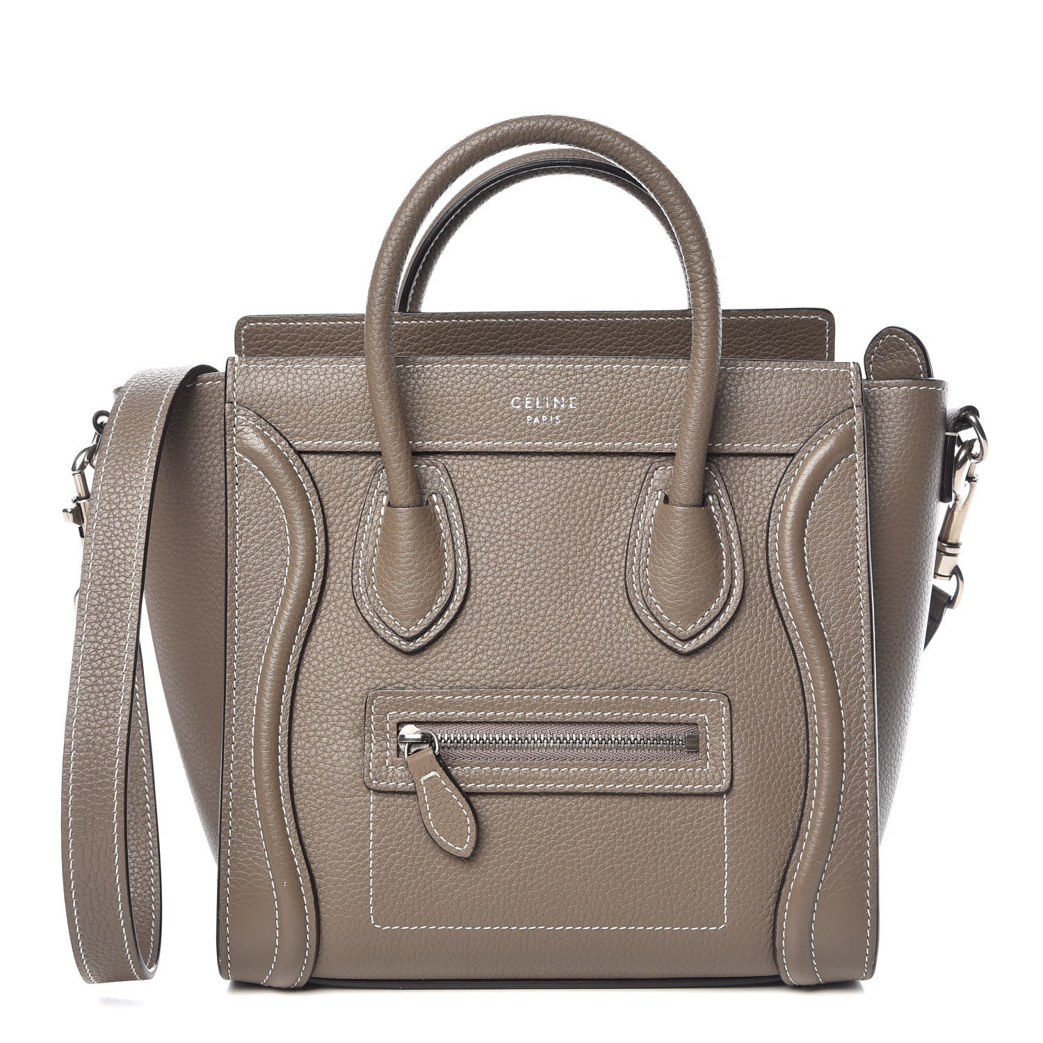 Celine Drummed Calfskin Nano Luggage Souris 1 of 9