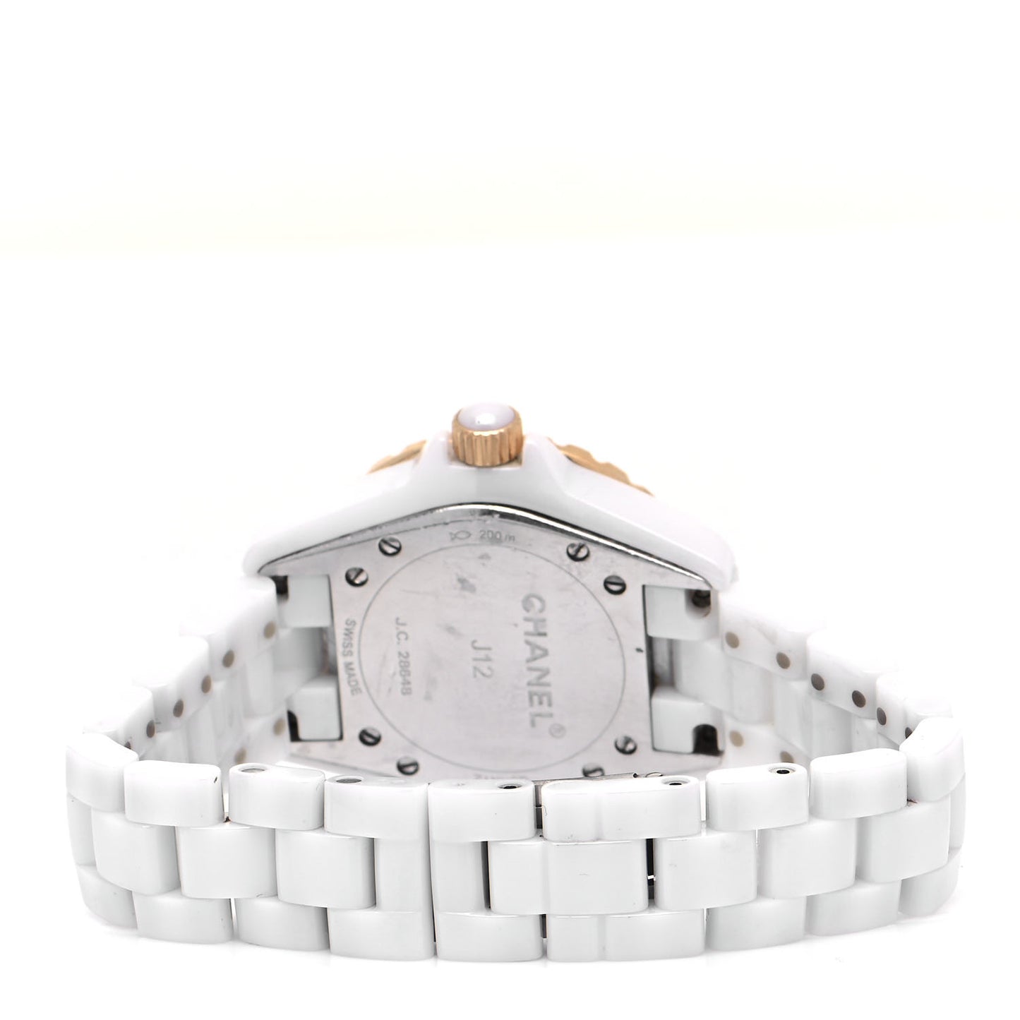 Stainless Steel 18K Beige Gold Ceramic Diamond 33mm J12 Quartz Watch White