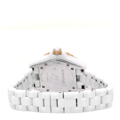 Chanel Stainless Steel 18K Beige Gold Ceramic Diamond 33mm J12 Quartz Watch White 3 of 4