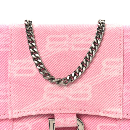 Balenciaga Denim XS Hourglass Wallet On Chain Pink 7 of 9