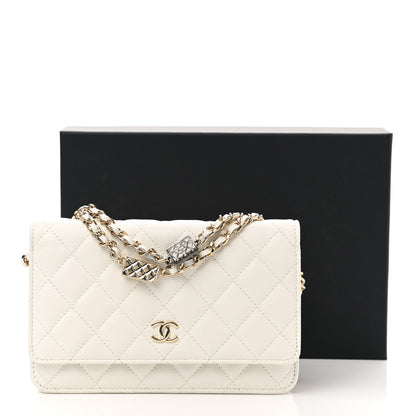 Chanel Caviar Quilted Wallet With Charms On Chain WOC White 12 of 12