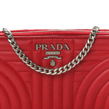 Prada Soft Calfskin Diagramme Double Zip Chain Crossbody Bag Rosso 7 of 9