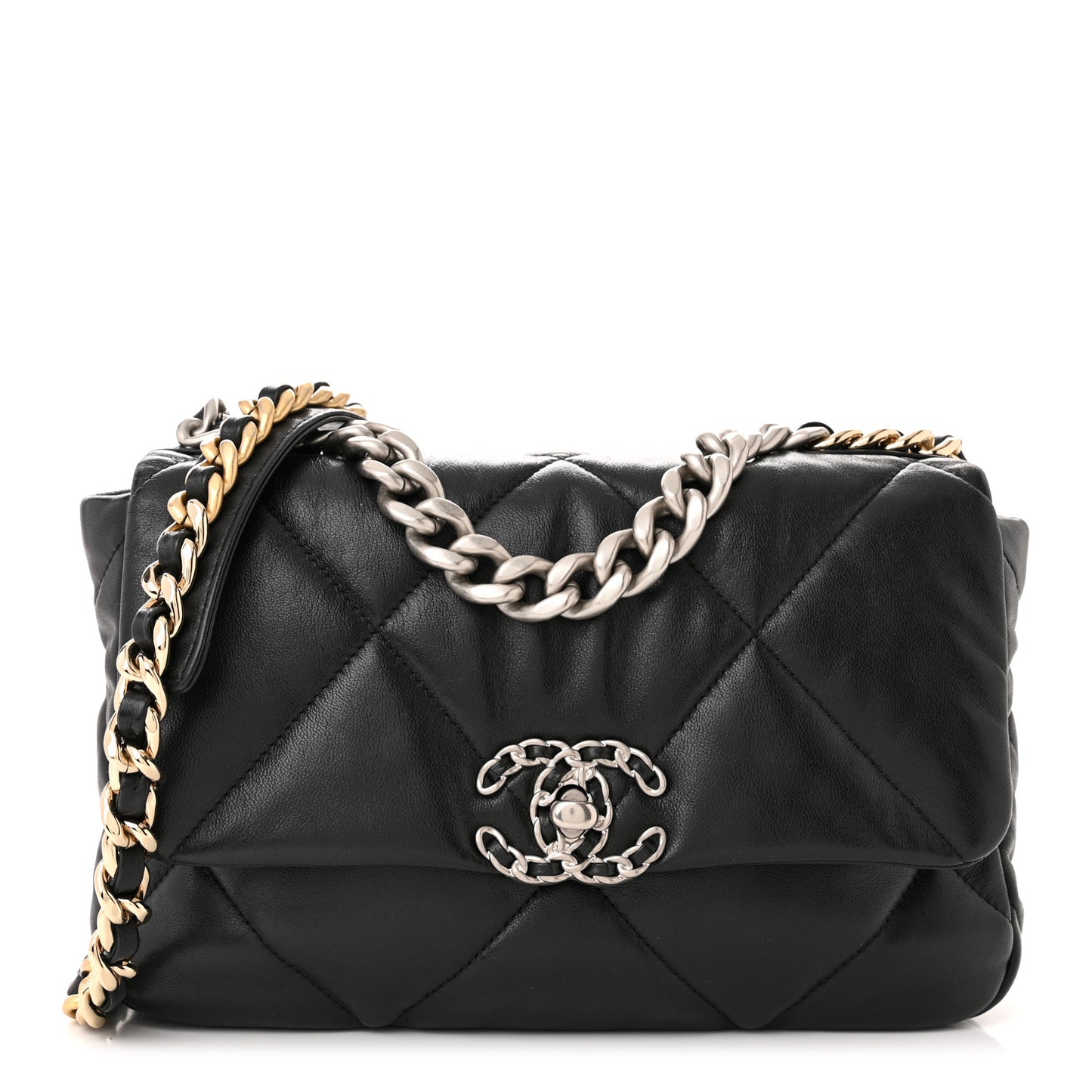 Lambskin Quilted Medium Chanel 19 Flap Black