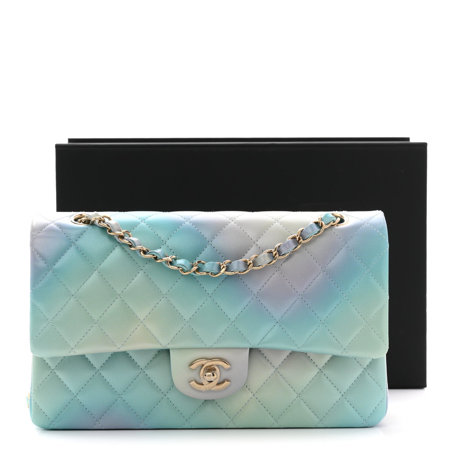 Chanel Lambskin Quilted Ombre Small Double Flap Blue Multicolor 11 of 11