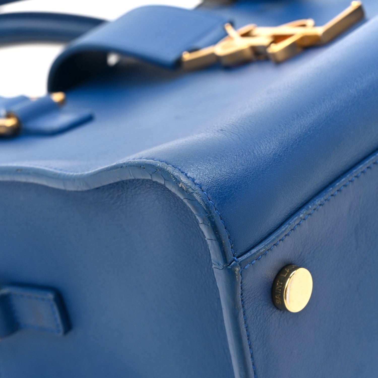 Saint Laurent Calfskin Small Monogram Cabas Blue Majorelle 16 of 19