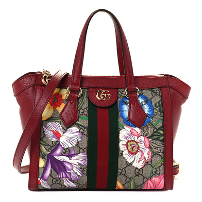 Gucci GG Supreme Monogram Flora Web Small Ophidia Tote Bag Red 1 of 11