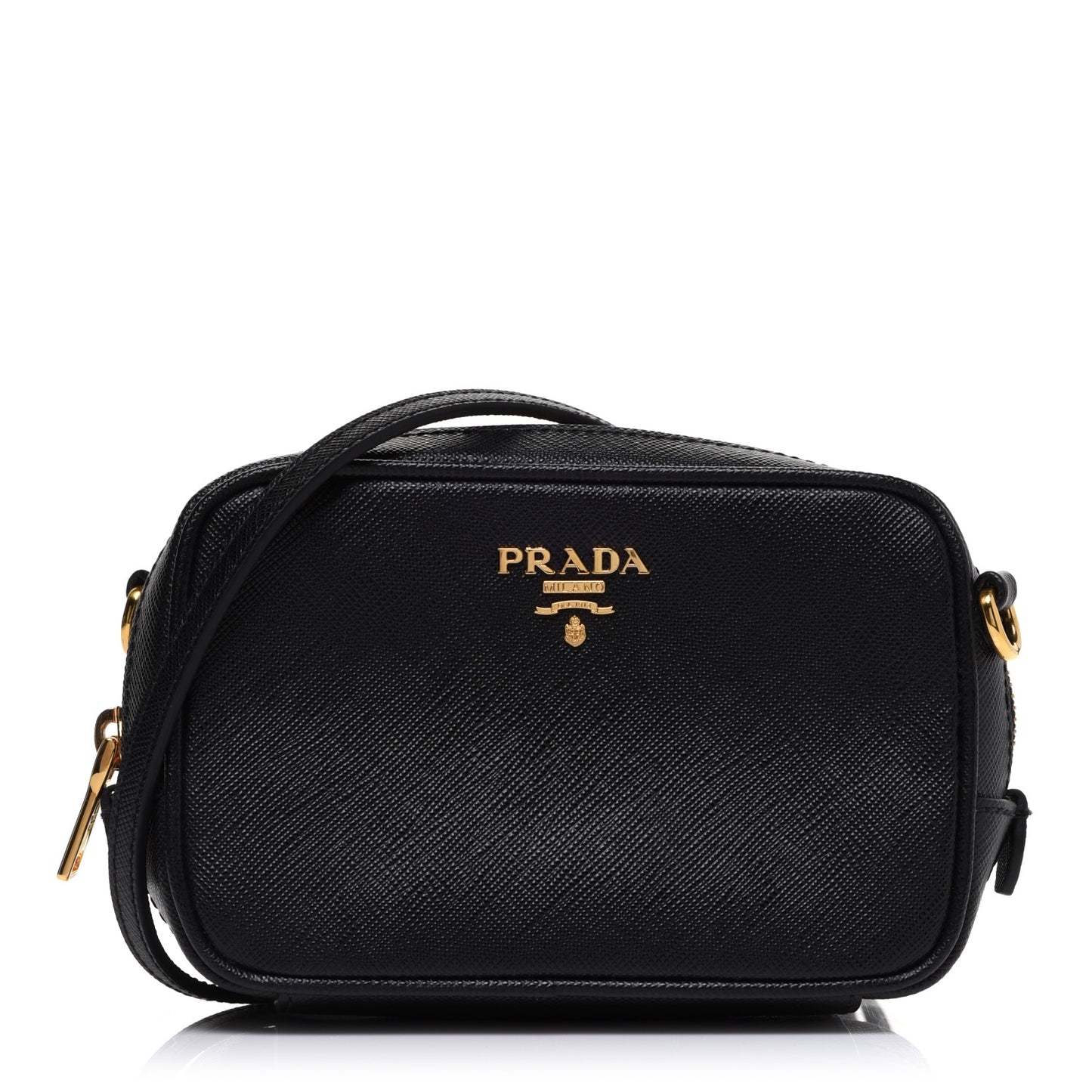 Saffiano Lux Small Camera Crossbody Bag Black