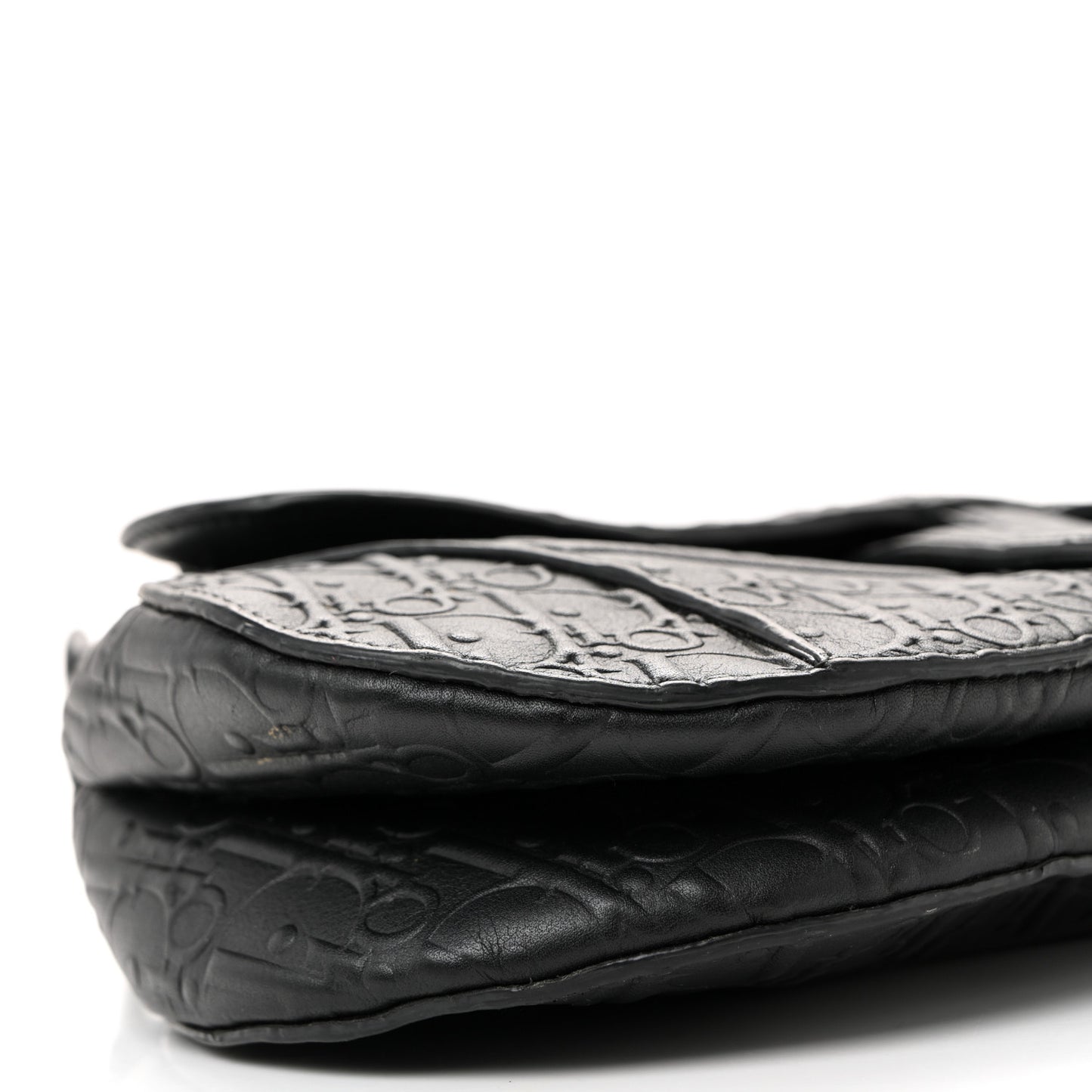 Calfskin Embossed Oblique Saddle Bag Black