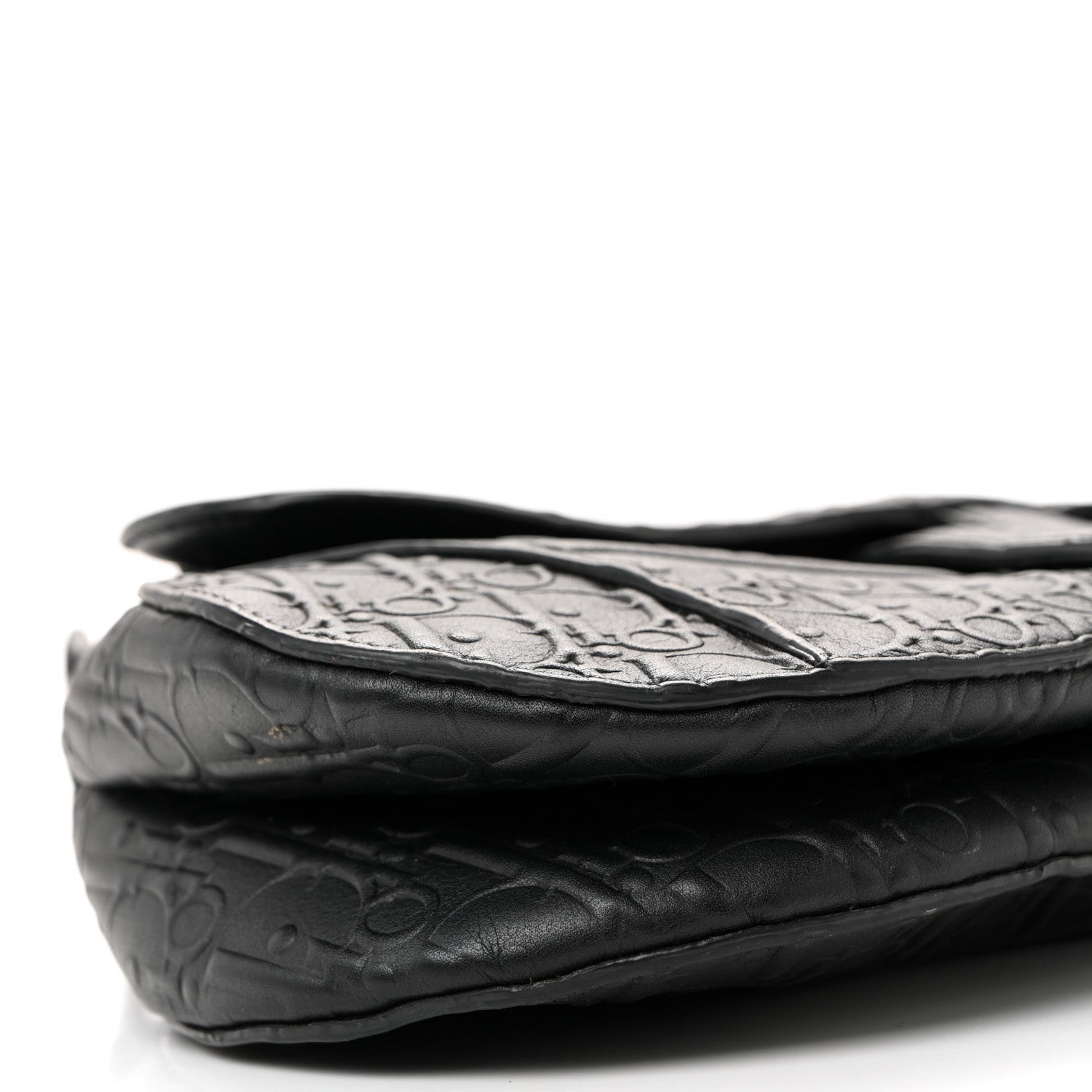 Christian Dior Calfskin Embossed Oblique Saddle Bag Black 9 of 10