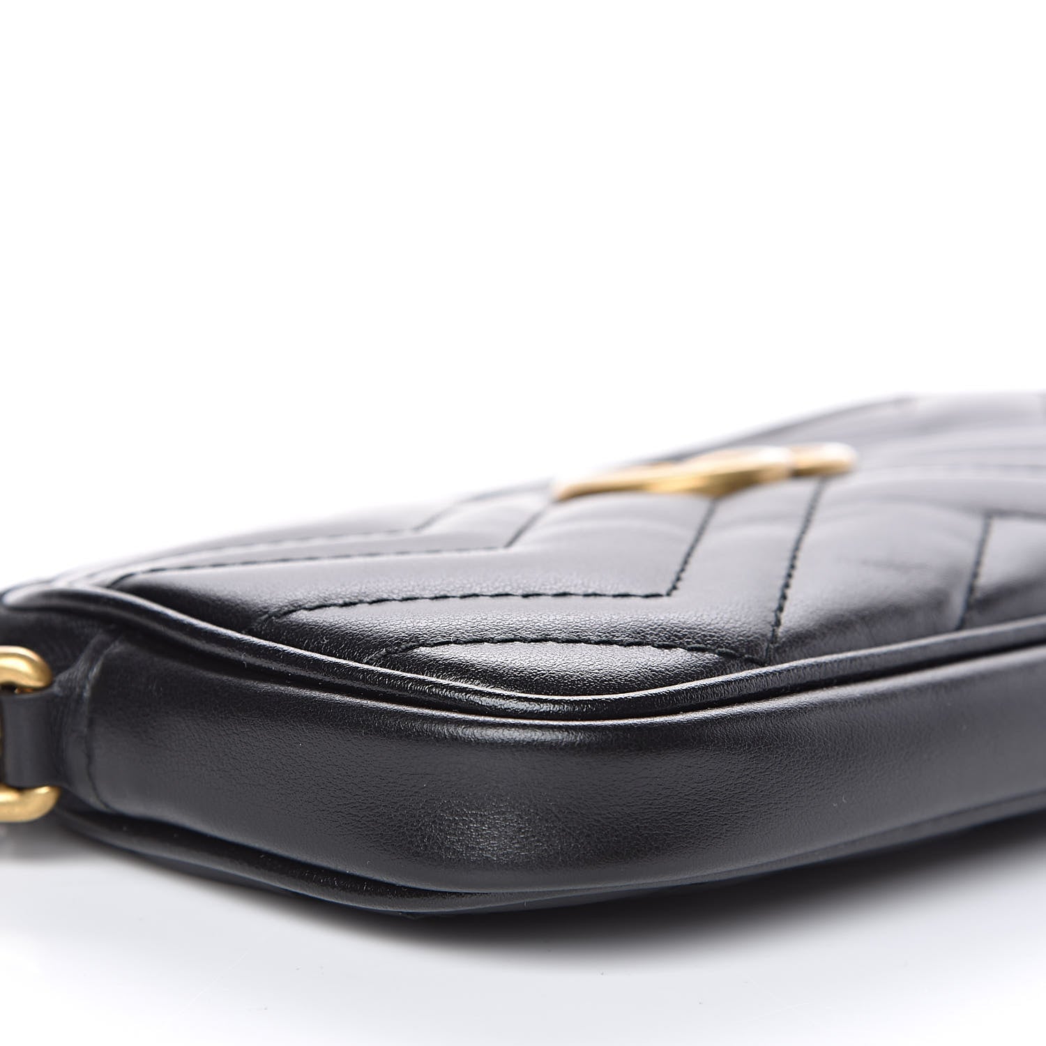 Gucci Calfskin Matelasse Mini GG Marmont Chain Crossbody Bag Black 8 of 11