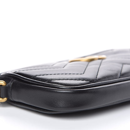 Gucci Calfskin Matelasse Mini GG Marmont Chain Crossbody Bag Black 8 of 11