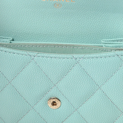 Chanel Caviar Quilted Flap Card Holder Wallet Light Blue 9 of 13