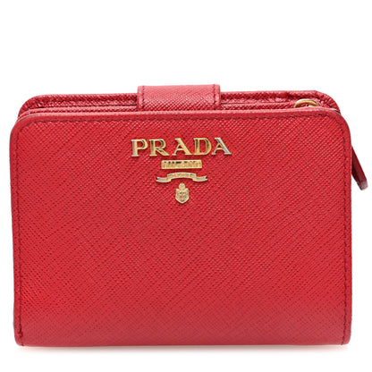 Prada Saffiano Metal Compact Wallet Fuoco 1 of 7