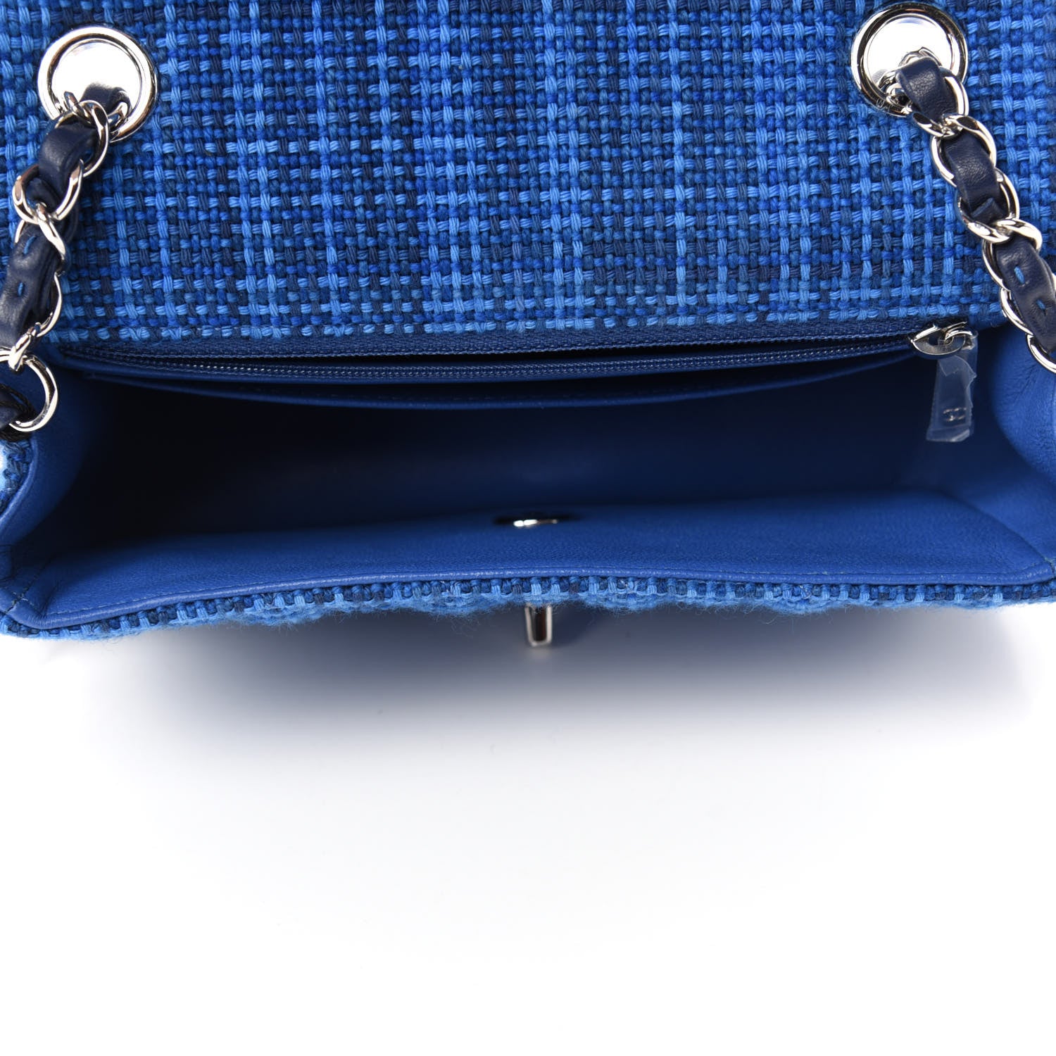 Chanel Tweed Quilted Mini Rectangular Flap Navy Blue 5 of 11