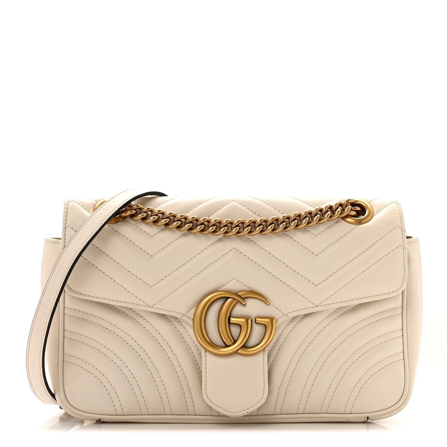Gucci Calfskin Matelasse Small GG Marmont Shoulder Bag White 1 of 13