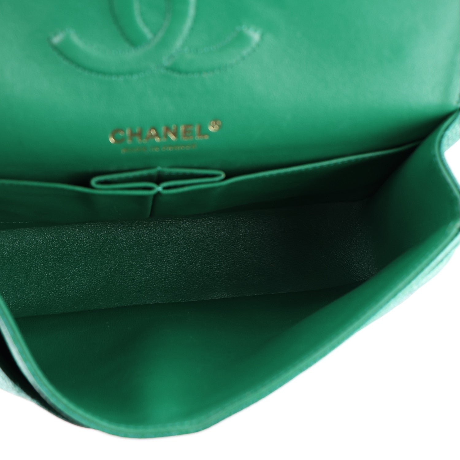 Chanel Metallic Caviar Quilted Medium Double Flap Green 6 of 11
