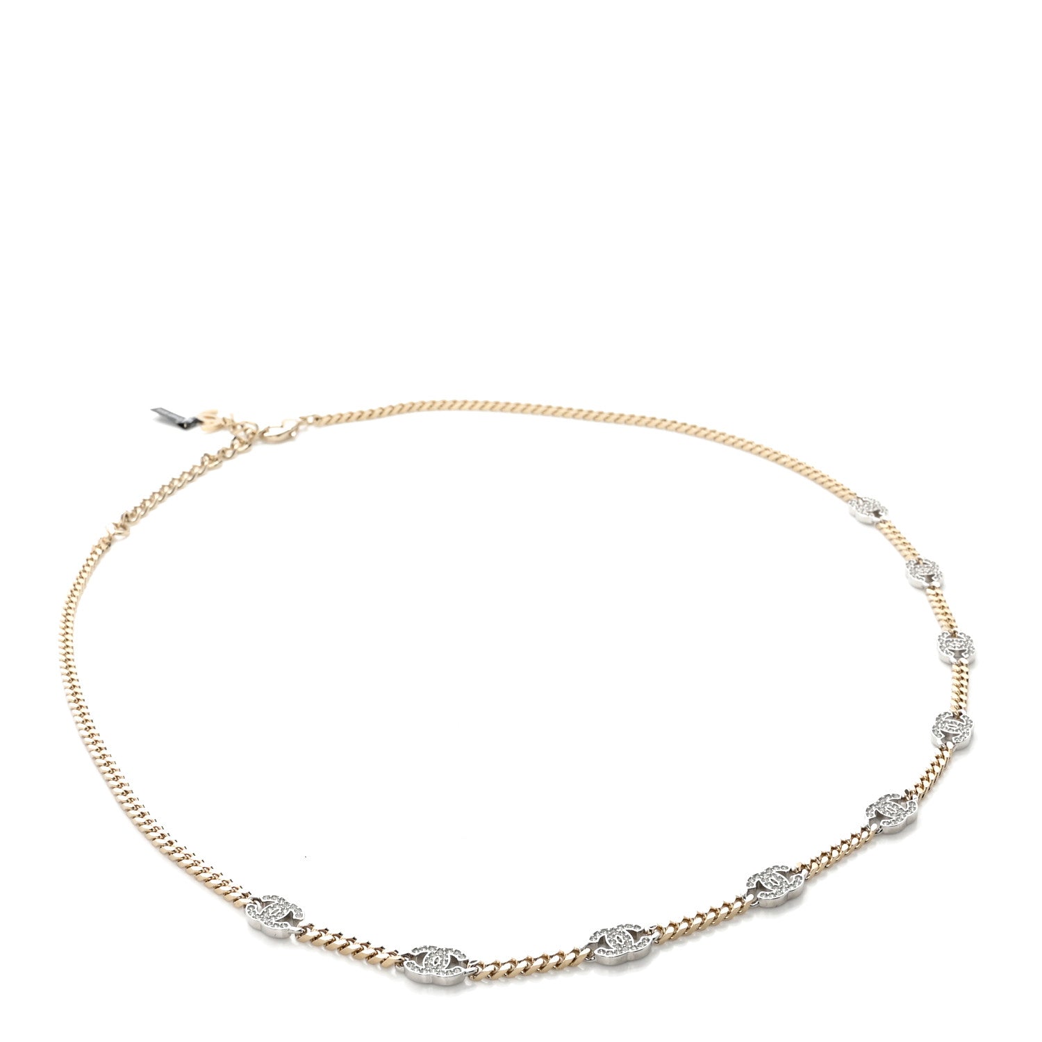 Chanel Crystal CC Chain Links Belt 80 Gold Silver 1 of 6