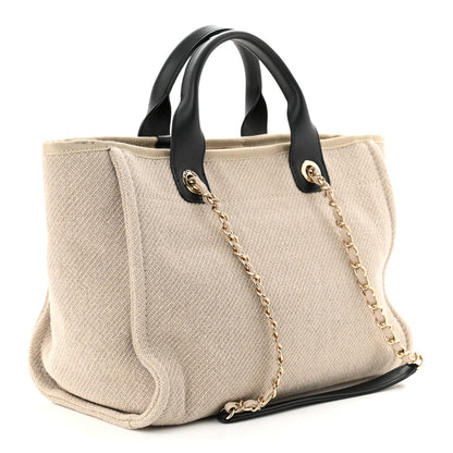 Chanel Mixed Fibers Small Deauville Tote Beige Black 4 of 11