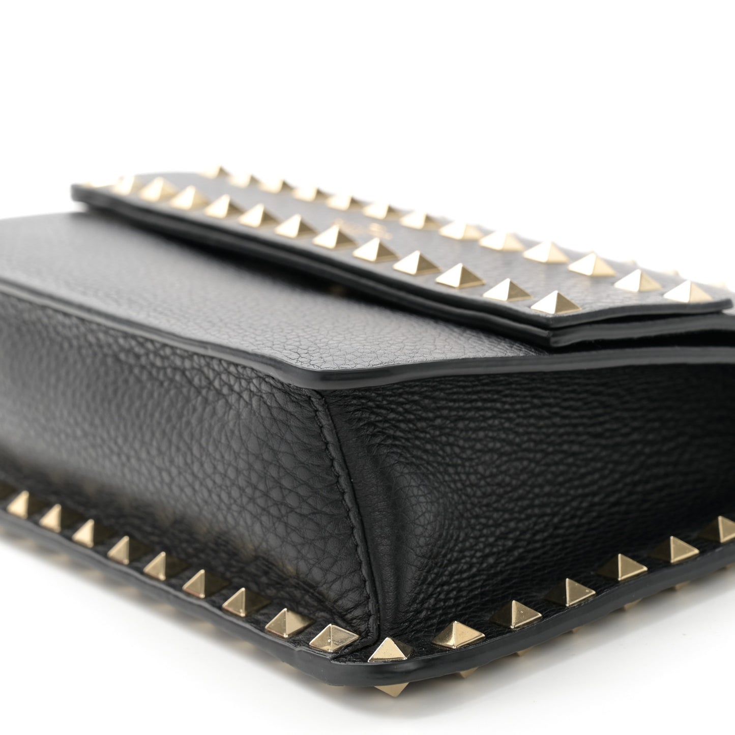 Vitello Rockstud Side Slip Crossbody Black
