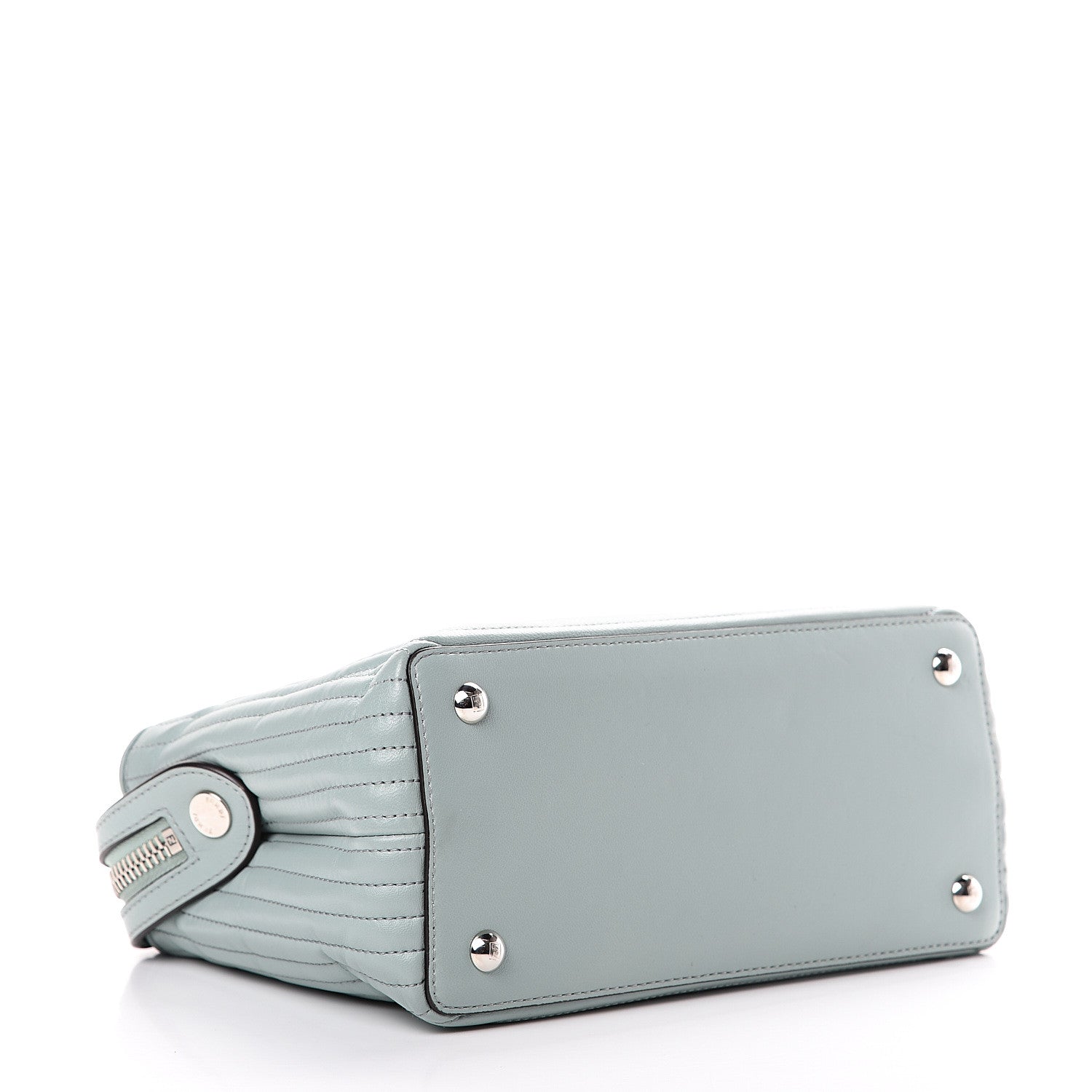 Fendi Shiny Nappa Trapuntata Chain Small DotCom Click Chain Satchel Pale Blue 3 of 11