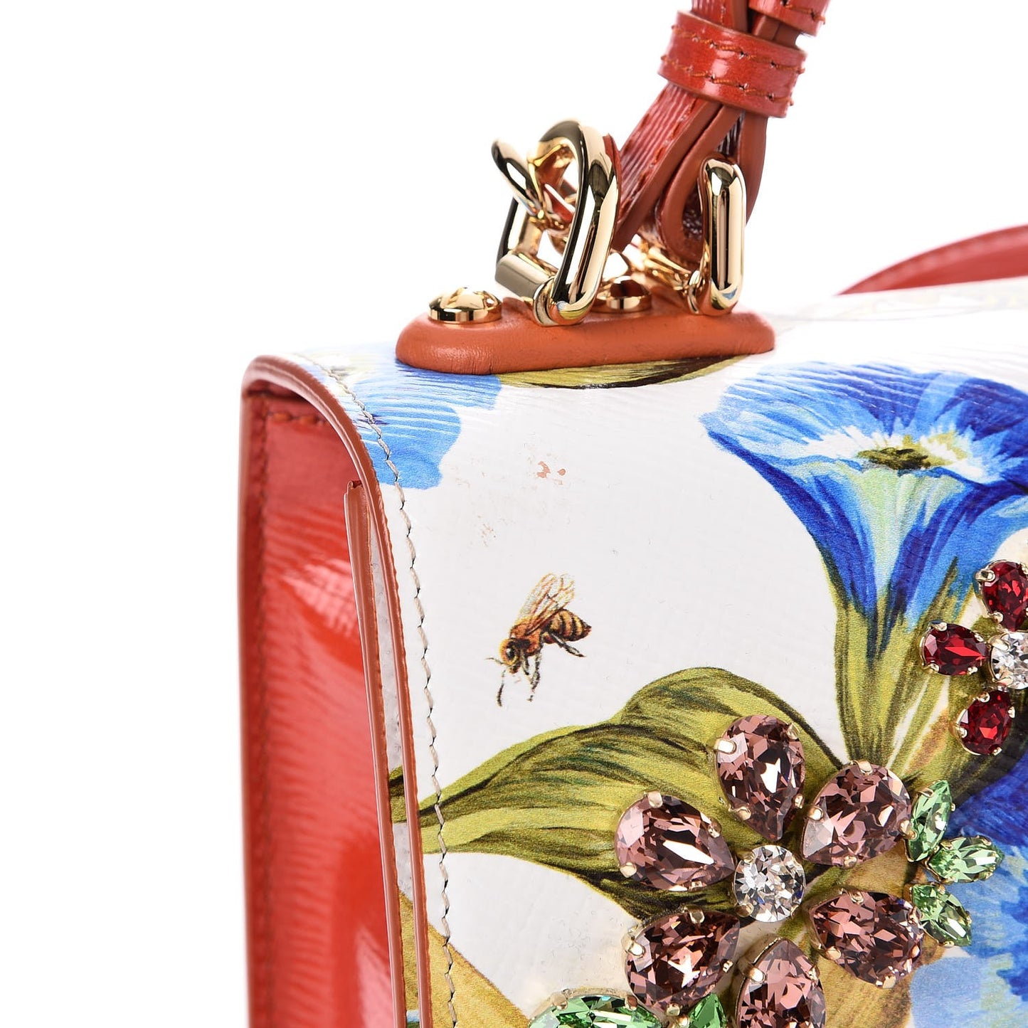 Calfskin Lucia Printed Top Handle Bag